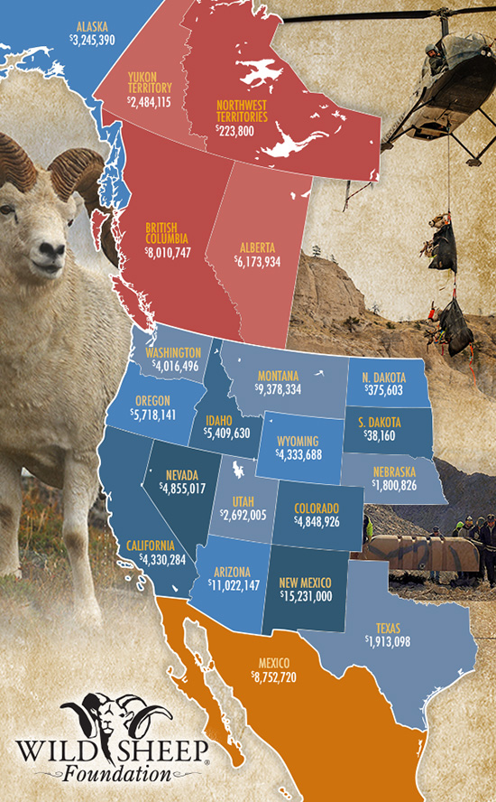 North American map showing conservation funds by state/province